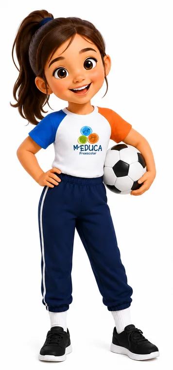 Niña de M’Educa con el uniforme deportivo